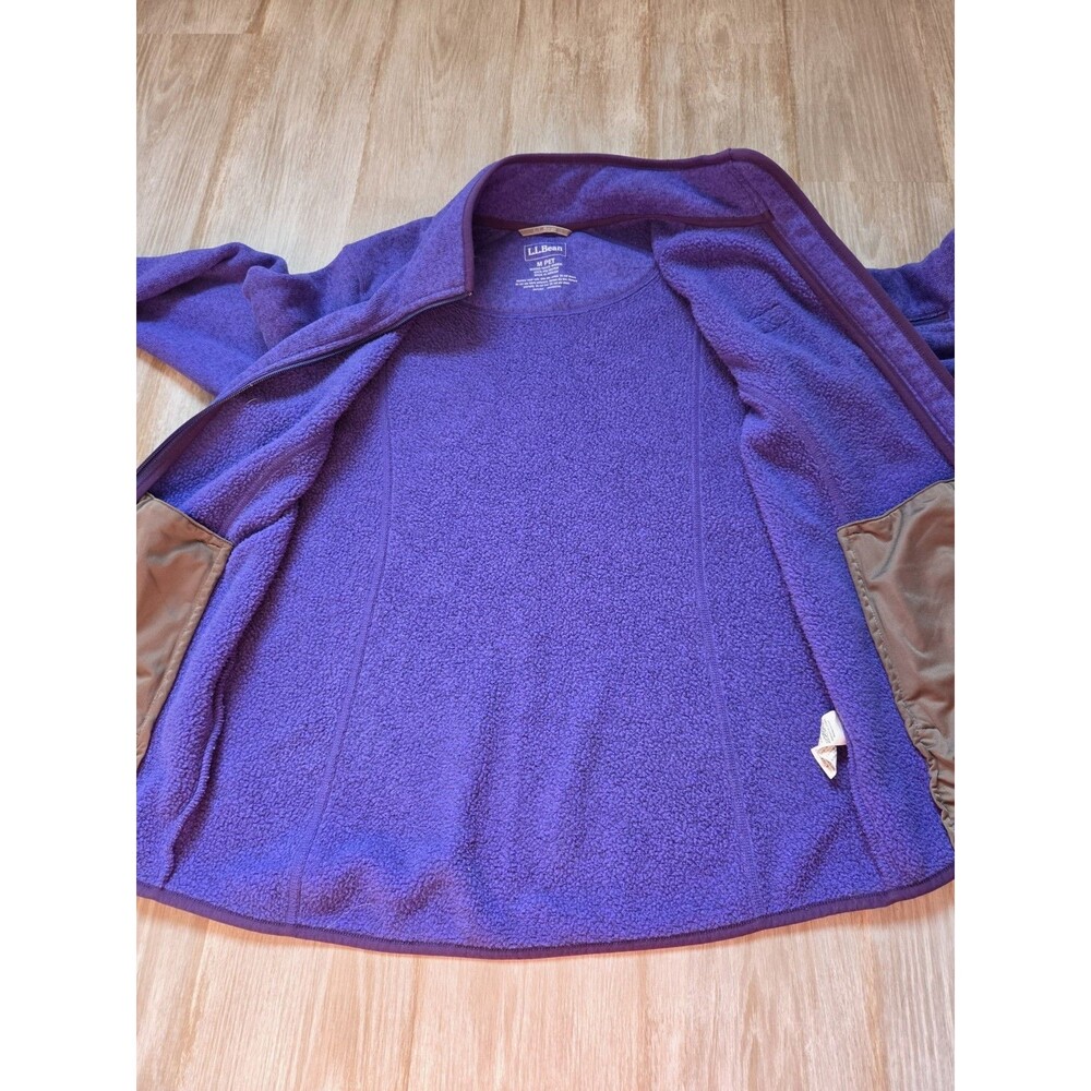 L.L.Bean Sweater Fleece Jacket Blue Full Zip Pockets Womens M Petite EUC - Picture 6 of 7